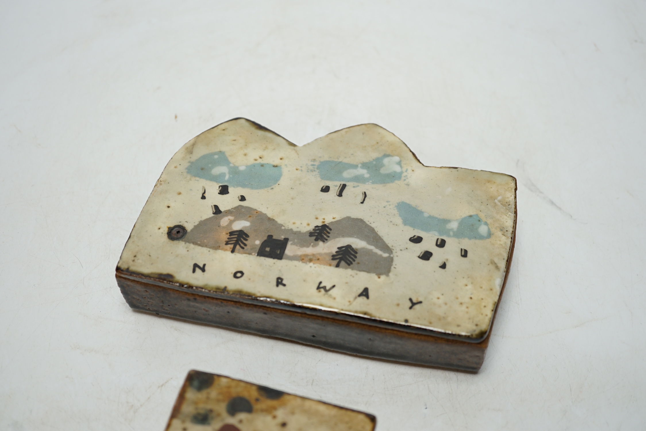 John Maltby (1936-2020), two studio pottery boxes, largest 17cm long. Condition - fair